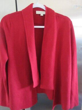 LOFT Red Open Cardigan nwot L shawl collar